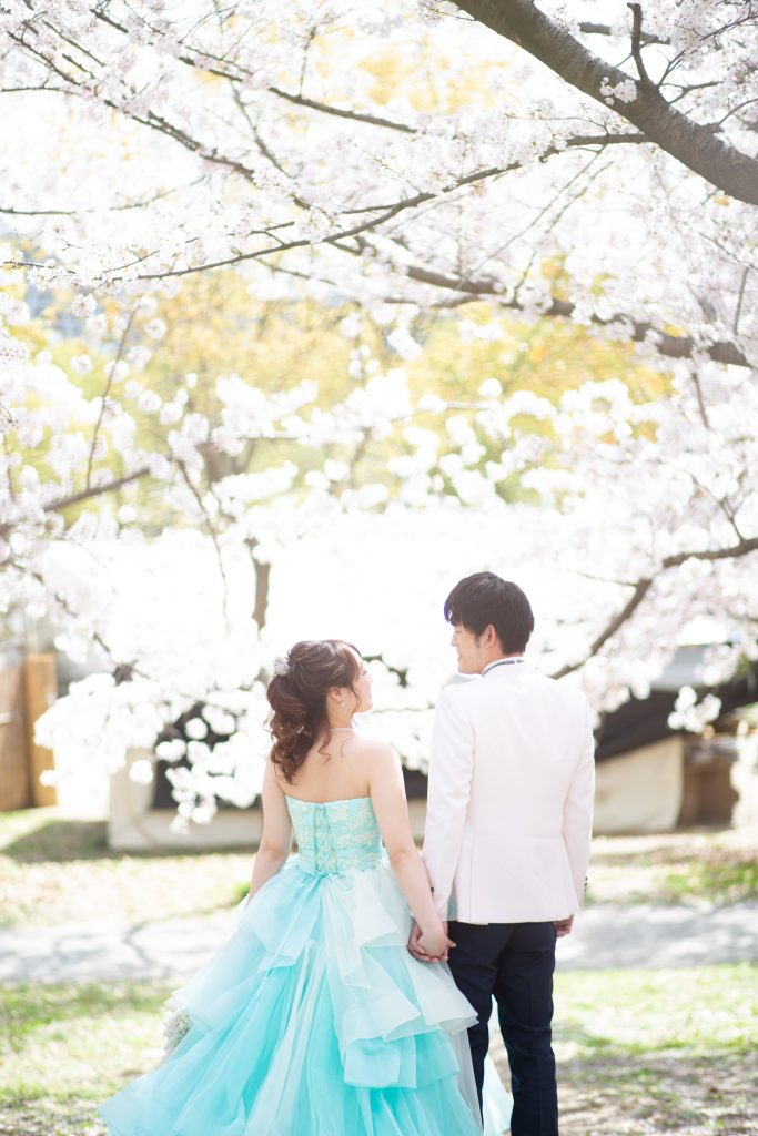 桜の洋装撮影